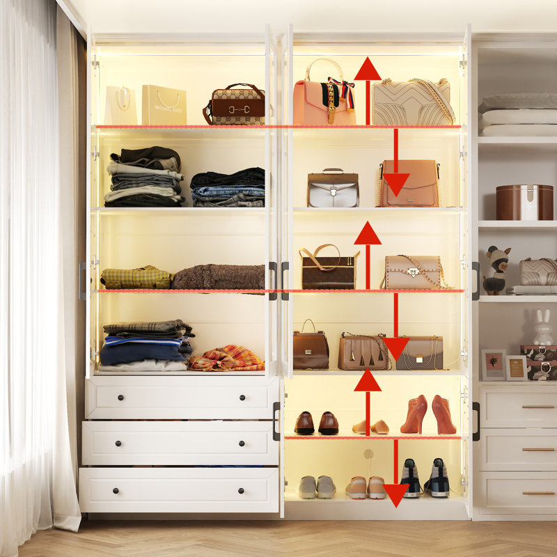 Ivy Bronx Six-Door Three-Drawer Closet System With Light & Reviews